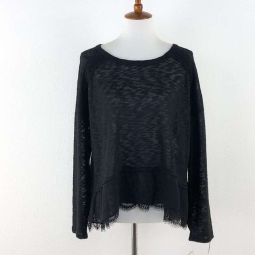 NWT Love On A Hanger Black Knit Peplum Lace Top sz 1X